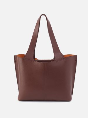 Vida Tote In Micro Pebbled Leather - Chocolate