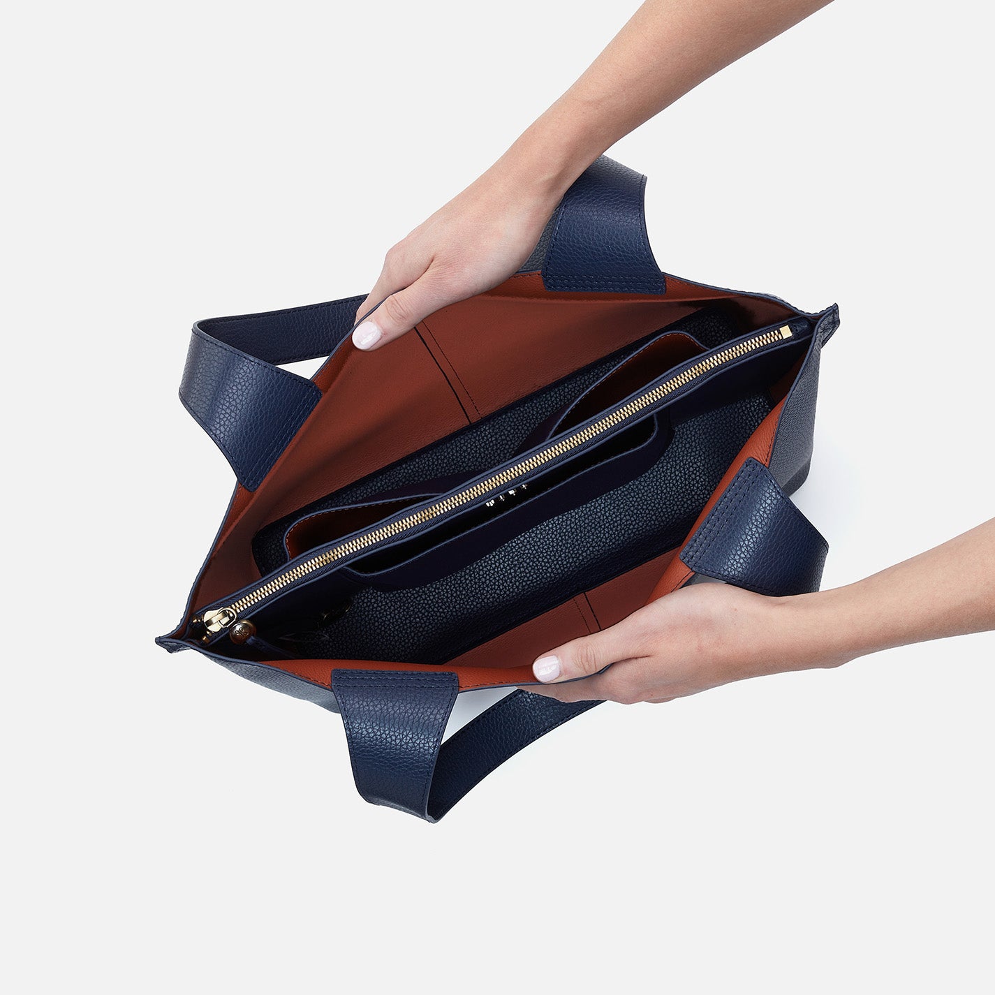 Vida Tote in Micro Pebbled Leather - Mood Indigo - Image 4