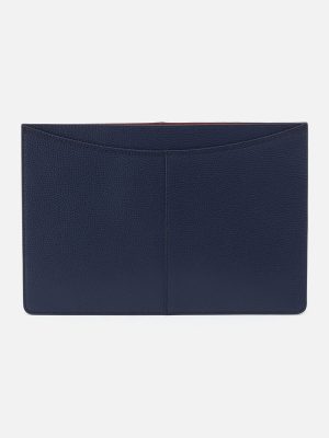 Vida Laptop Sleeve in Micro Pebbled Leather - Mood Indigo