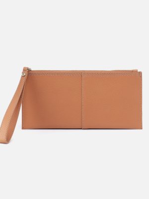 Vida Large Pouch in Micro Pebbled Leather - Biscuit
