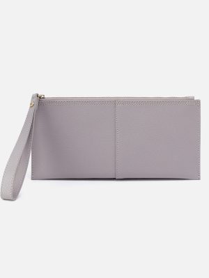Vida Large Pouch in Micro Pebbled Leather - Morning Dove Grey
