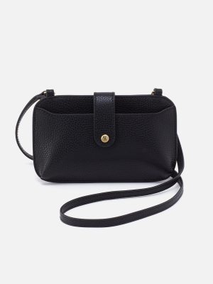 Vida Phone Crossbody in Micro Pebbled Leather - Black