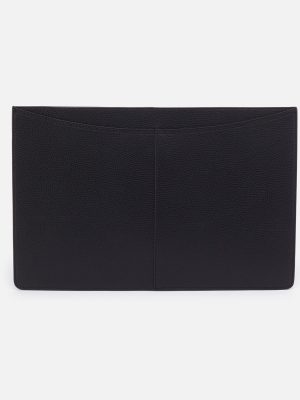Vida Large Laptop Sleeve in Micro Pebbled Leather - Black