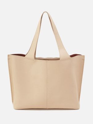 Vida Large Tote in Micro Pebbled Leather - Almond