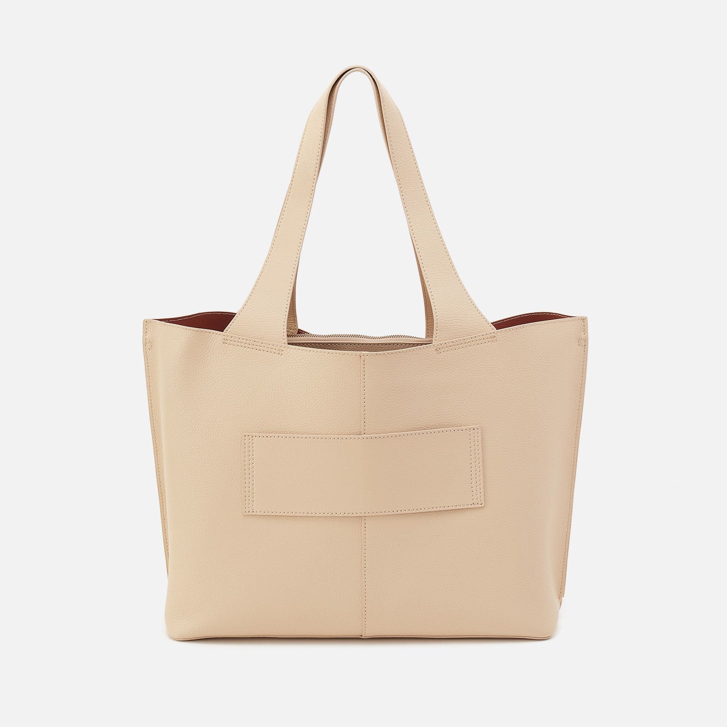 Vida Large Tote in Micro Pebbled Leather - Almond - Image 5
