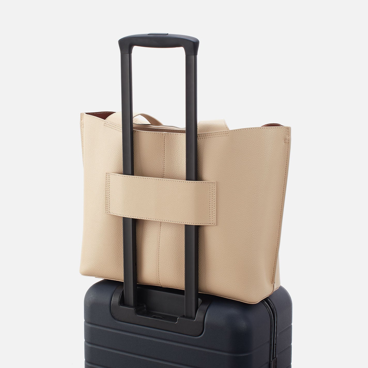 Vida Large Tote in Micro Pebbled Leather - Almond - Image 6