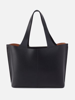 Vida Large Tote in Micro Pebbled Leather - Black
