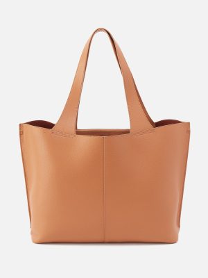 Vida Large Tote in Micro Pebbled Leather - Biscuit
