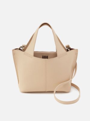 Vida Small Tote in Micro Pebbled Leather - Almond