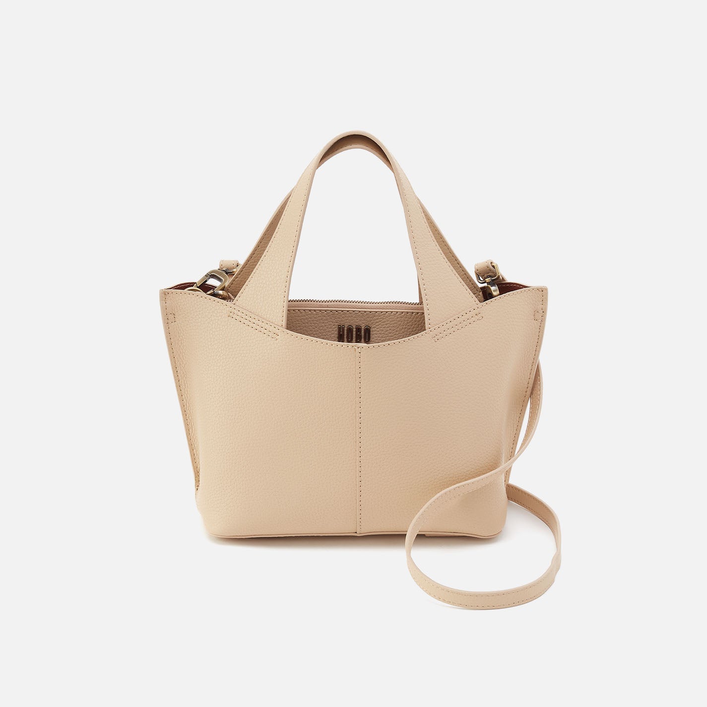Vida Small Tote in Micro Pebbled Leather - Almond