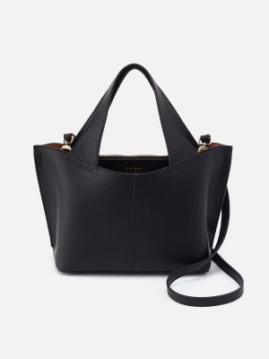 Vida Small Tote in Micro Pebbled Leather - Black