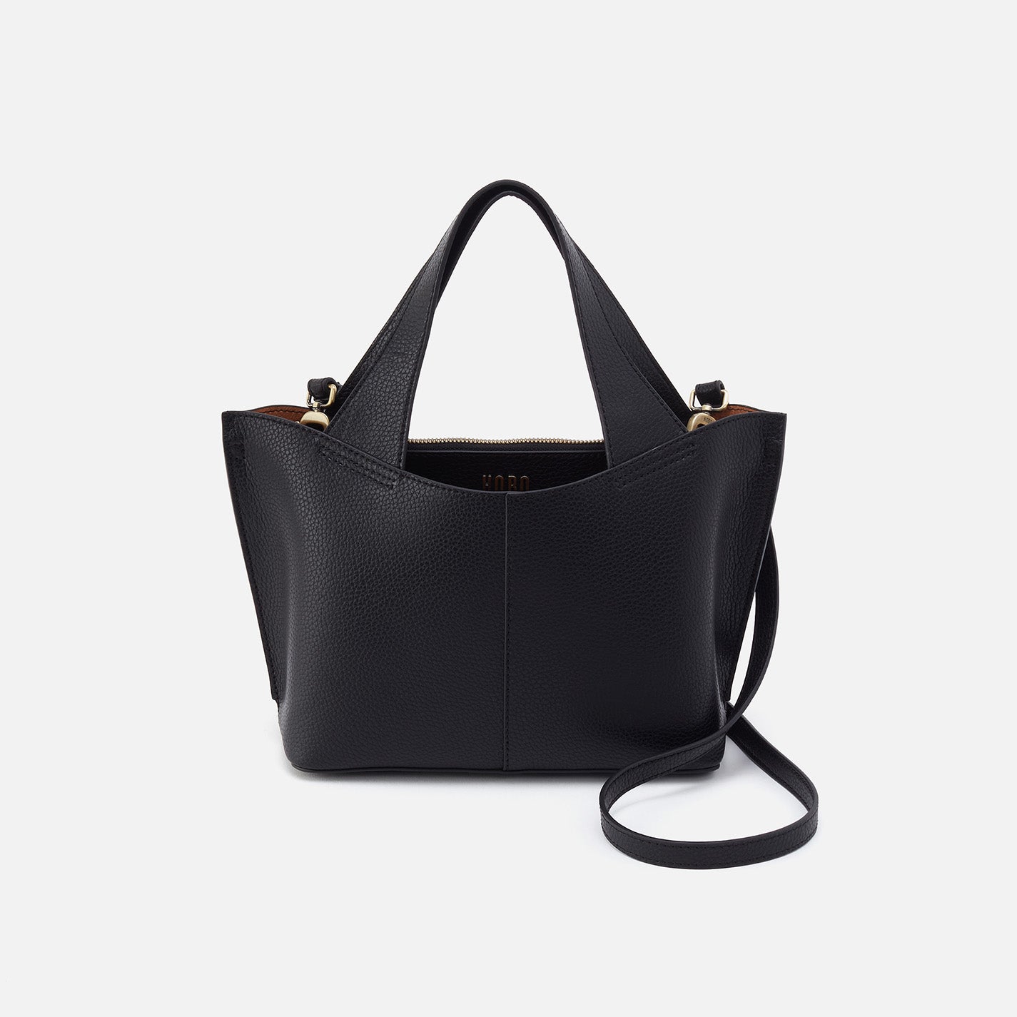 Vida Small Tote in Micro Pebbled Leather - Black