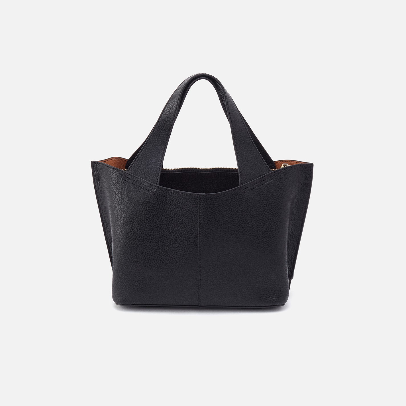 Vida Small Tote in Micro Pebbled Leather - Black - Image 5