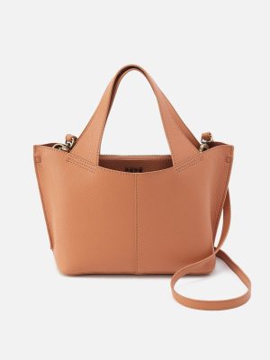 Vida Small Tote in Micro Pebbled Leather - Biscuit