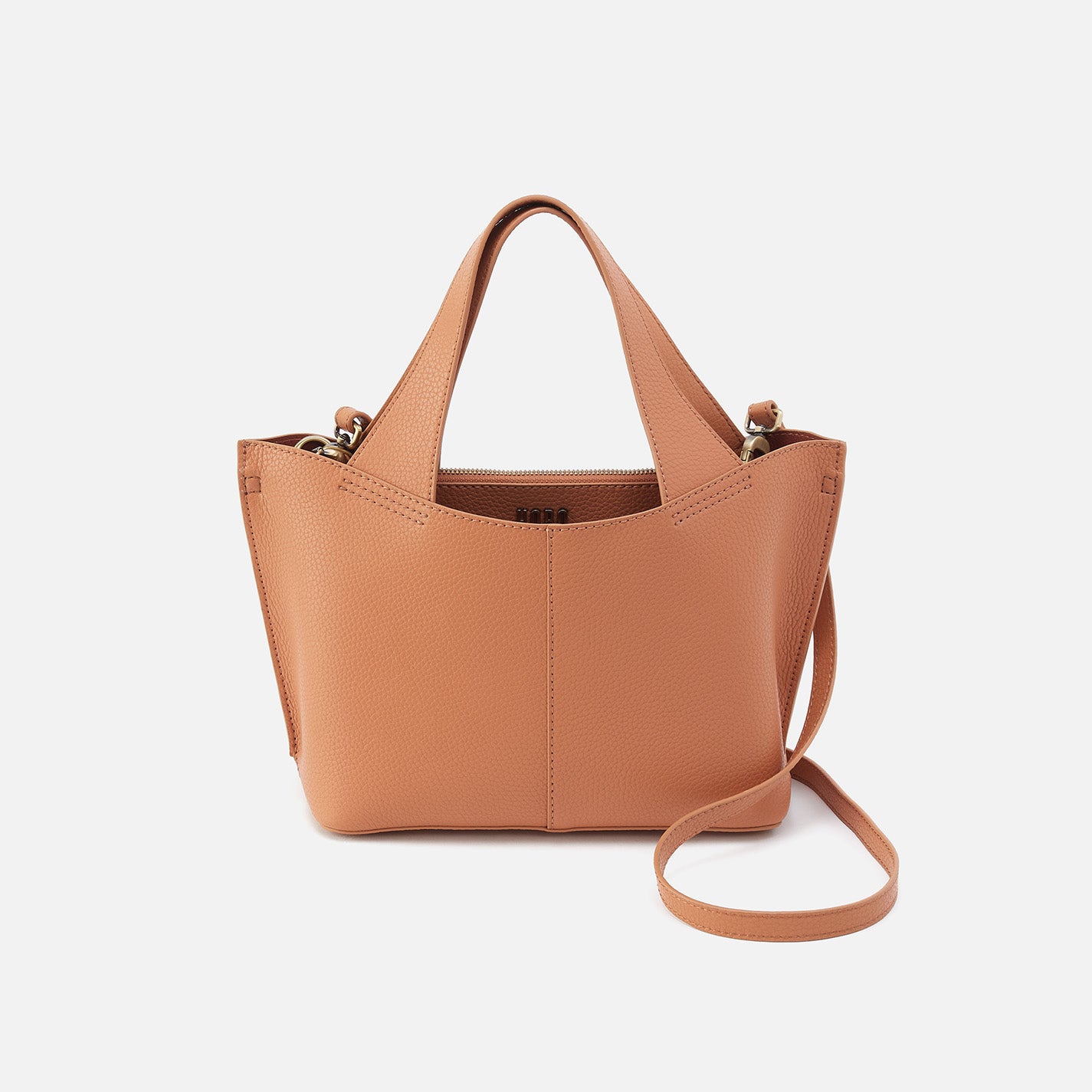Vida Small Tote in Micro Pebbled Leather - Biscuit