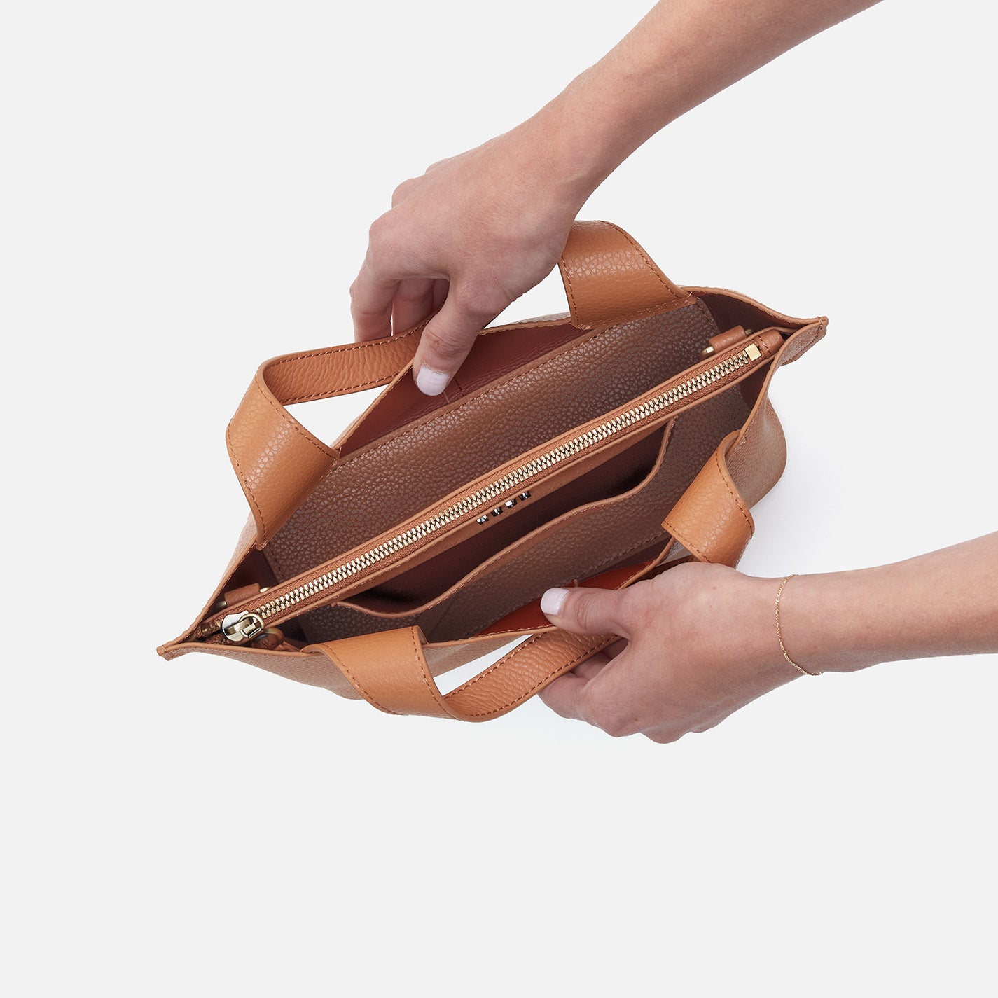 Vida Small Tote in Micro Pebbled Leather - Biscuit - Image 4