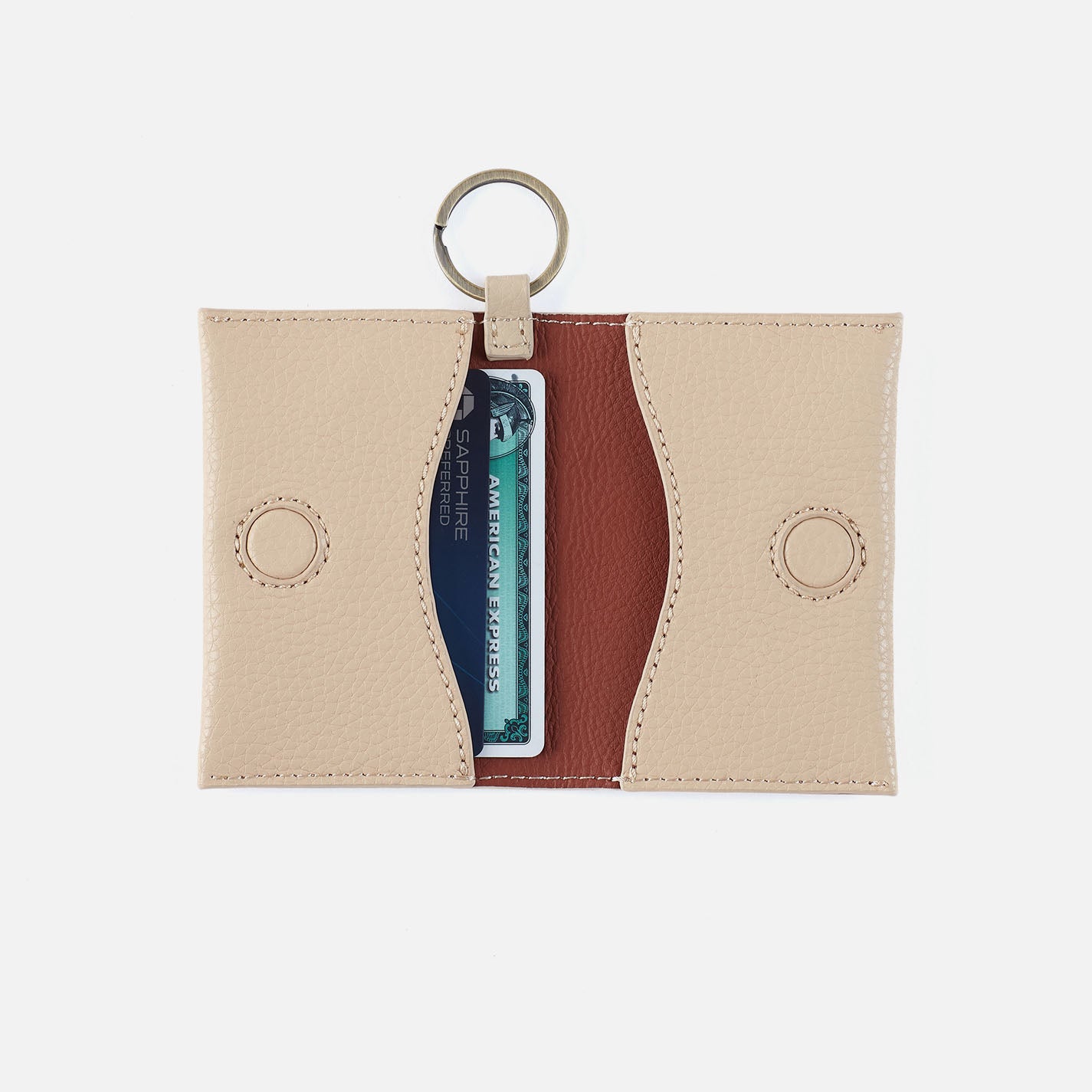 Vida Card Case in Micro Pebbled Leather - Almond - Image 2