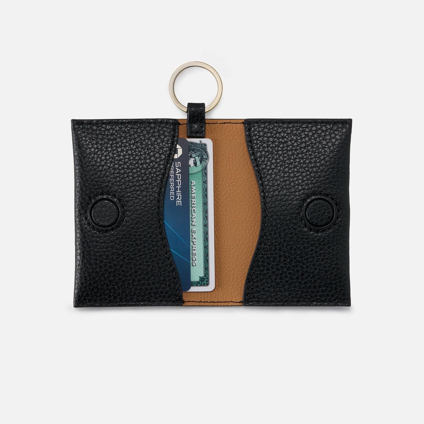 Vida Card Case in Micro Pebbled Leather - Black - Image 2
