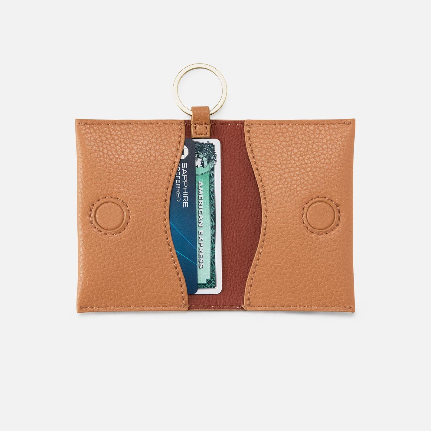Vida Card Case in Micro Pebbled Leather - Biscuit - Image 2