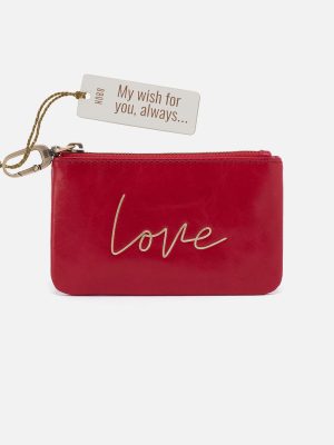Sentiment Pouch In Polished Leather - Flame
