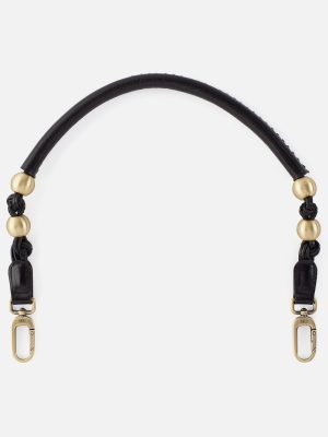 Tamborine Strap in Polished Leather - Black