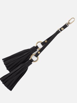 Ring Tassel Swag in Pebbled Leather - Black