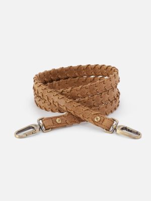 Thin Braided Strap in Buffed Leather - Whiskey