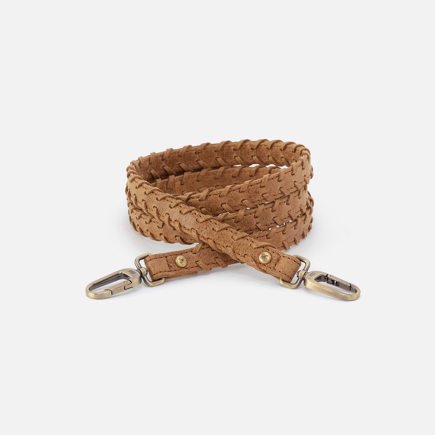 Thin Braided Strap in Buffed Leather - Whiskey
