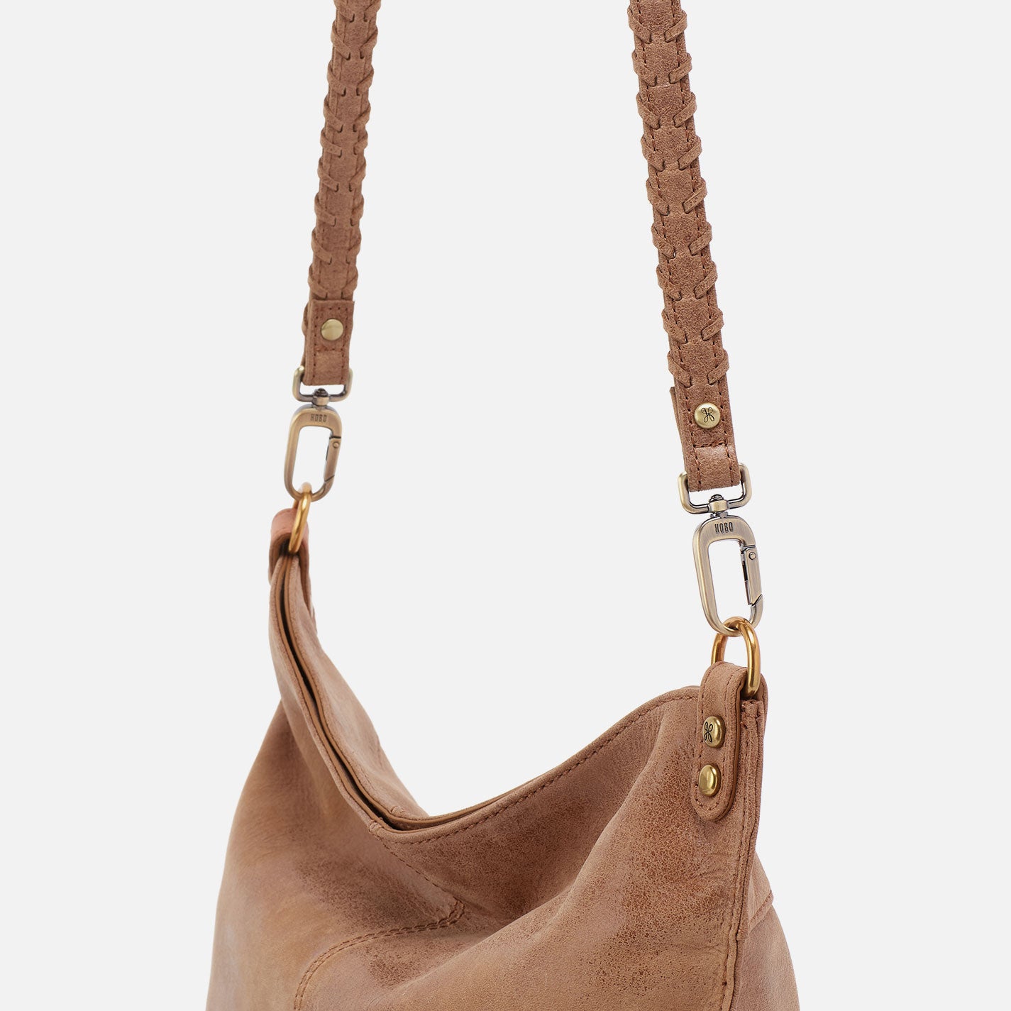 Thin Braided Strap in Buffed Leather - Whiskey - Image 2