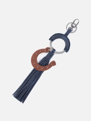 Lucky Tassel Fob in Buffed Leather - Indigo Sky