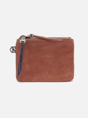 Double Zip Coin Pouch in Buffed Leather - Burnished Saddle