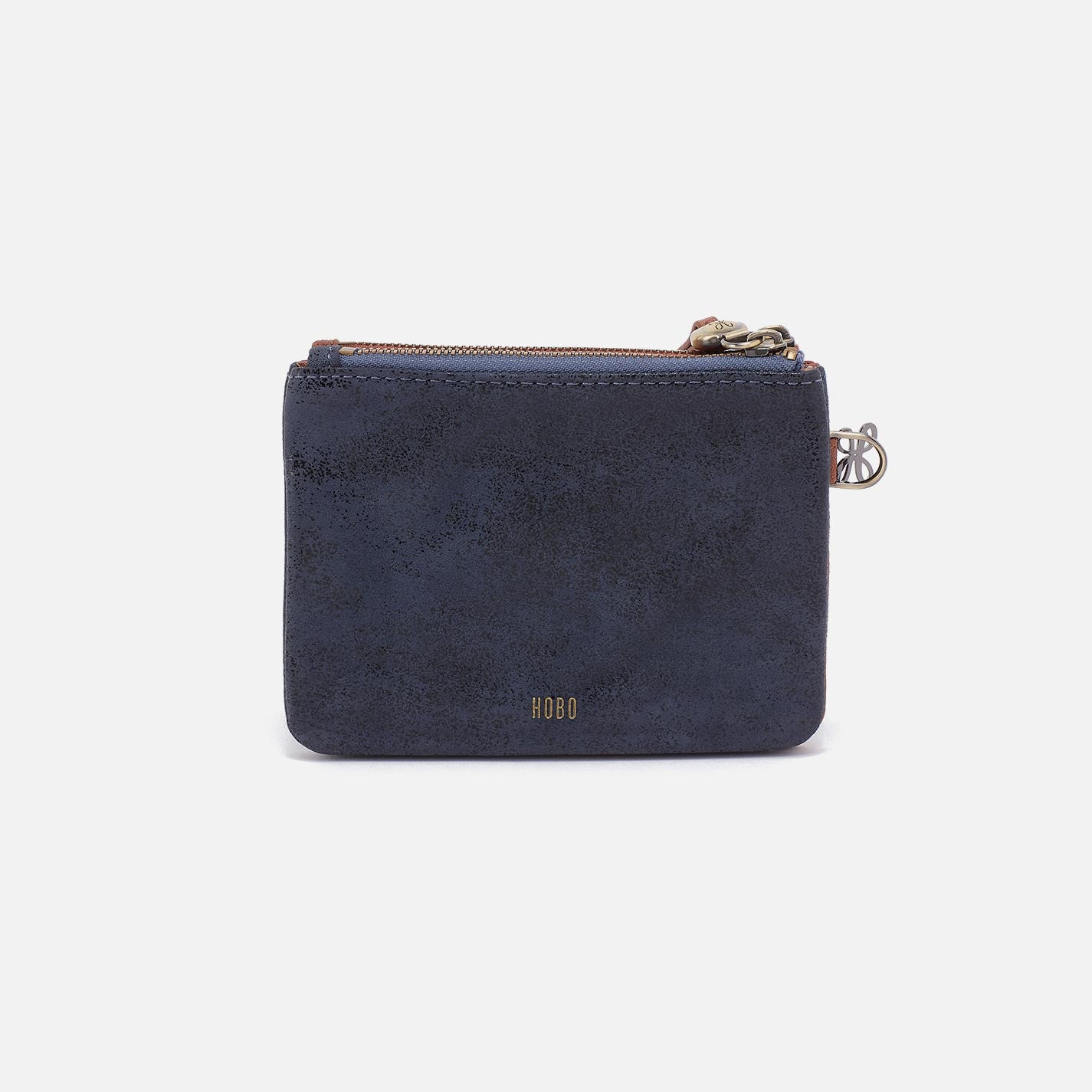 Double Zip Coin Pouch in Buffed Leather - Burnished Saddle - Image 3