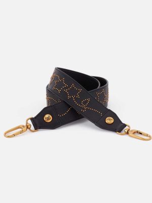 Floral Vines Strap in Pebbled Leather - Black