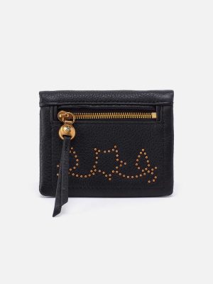 Lumen Mini Wallet in Pebbled Leather - Black With Studs