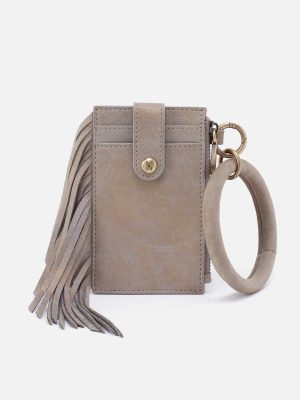 Ring Credit Card Wristlet in Nubuck Leather - Golden Granite