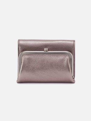 Robin Compact Wallet in Metallic Leather - Pewter Spur