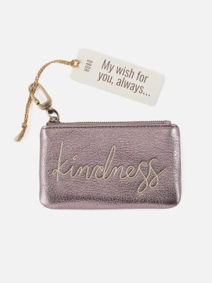 Sentiment Pouch in Metallic Leather - Pewter Spur