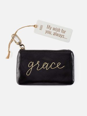 Sentiment Pouch in Polished Leather - Black