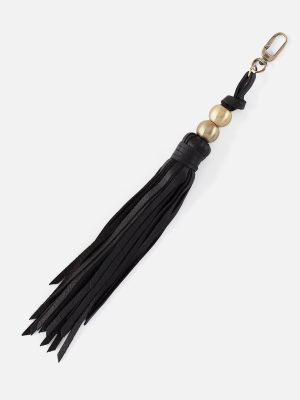 Tamborine Tassel in Polished Leather - Black
