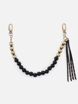 Taos Bead Swag in Pebbled Leather - Black