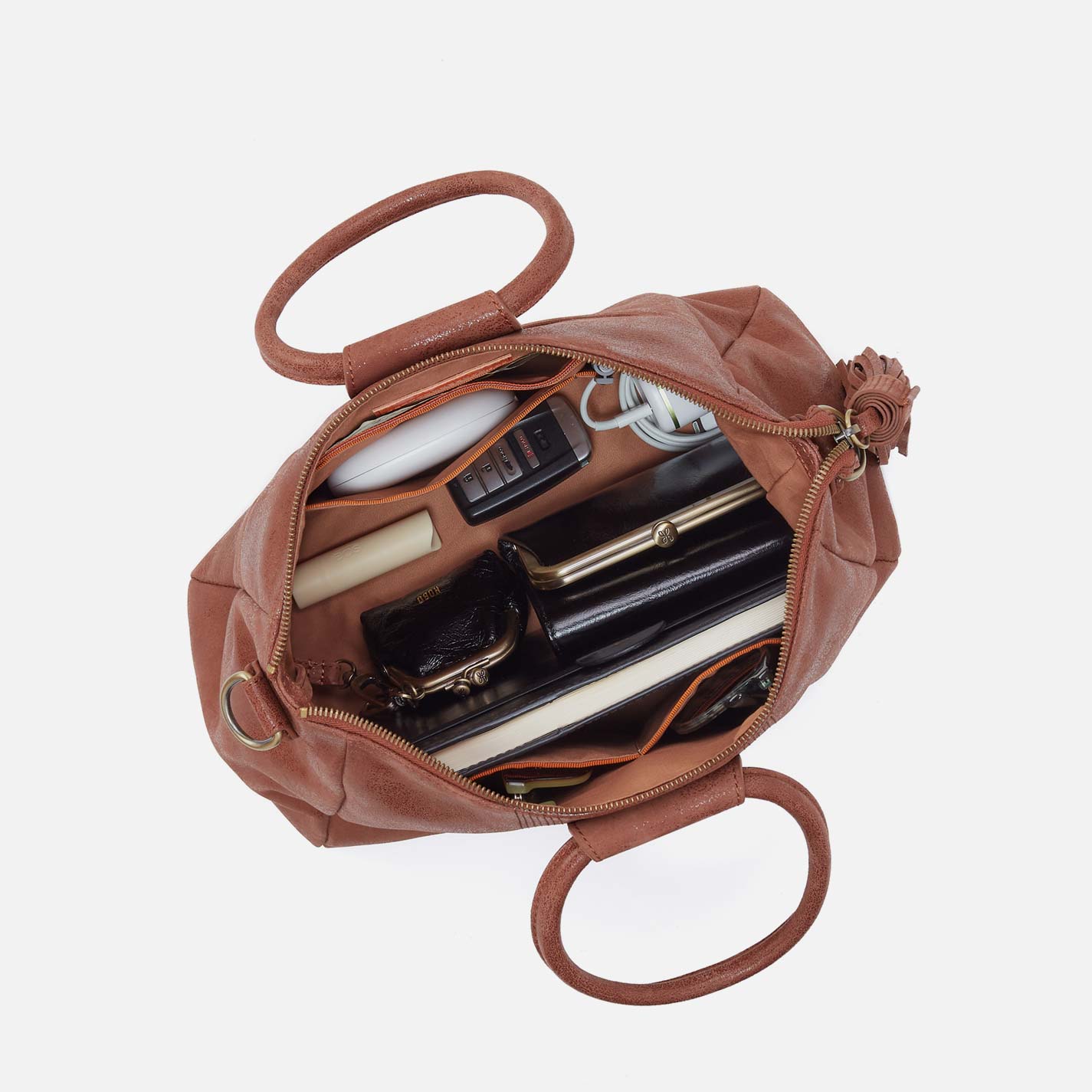 Sheila Medium Satchel in Buffed Leather - Burnished Saddle - Image 4