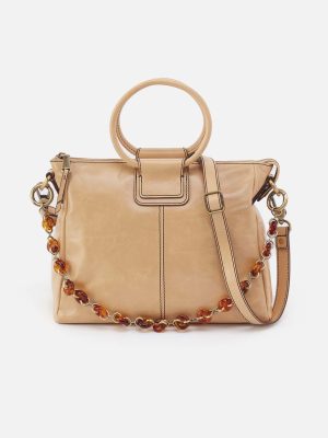 Sheila Medium Satchel in Polished Leather - Desert Sand