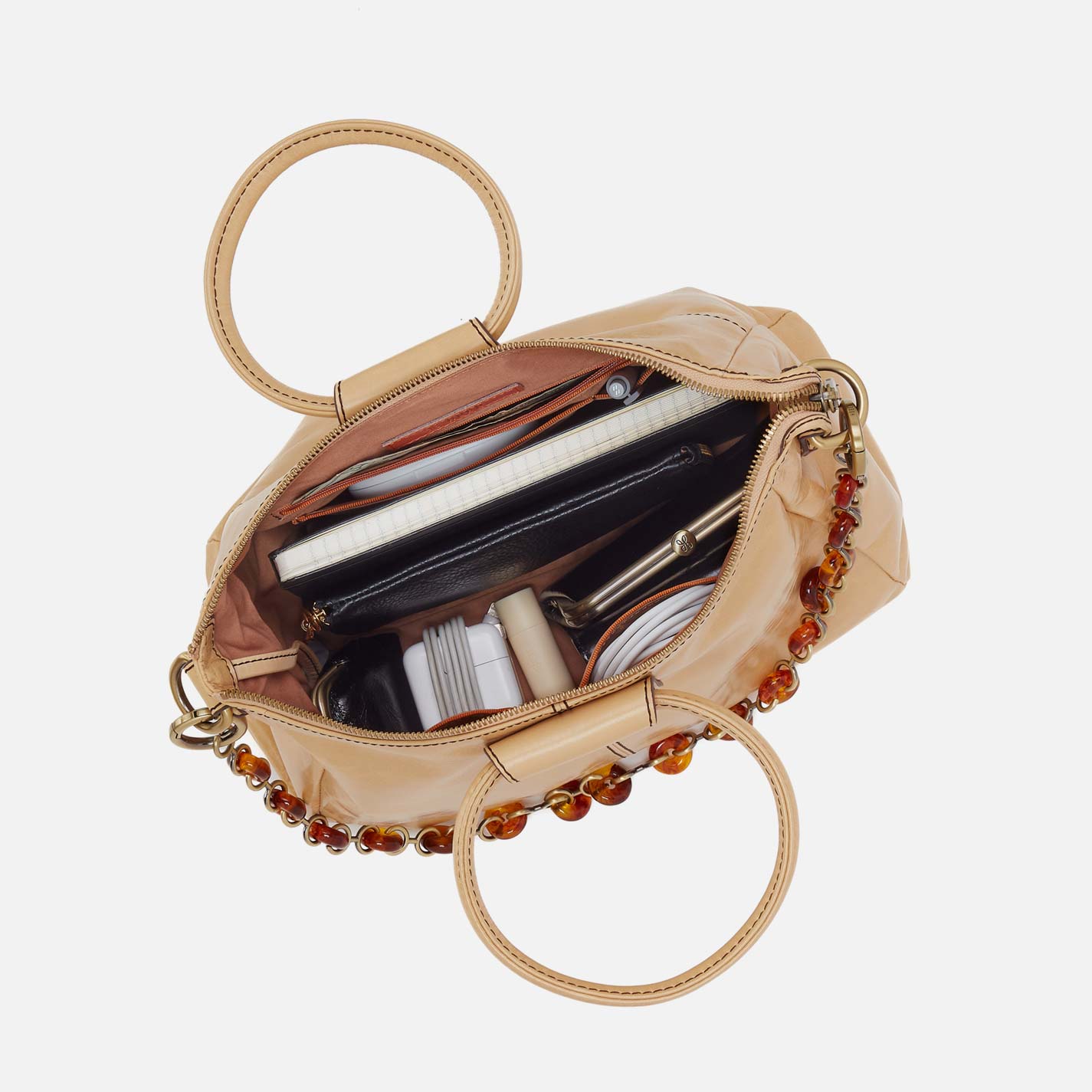 Sheila Medium Satchel in Polished Leather - Desert Sand - Image 3