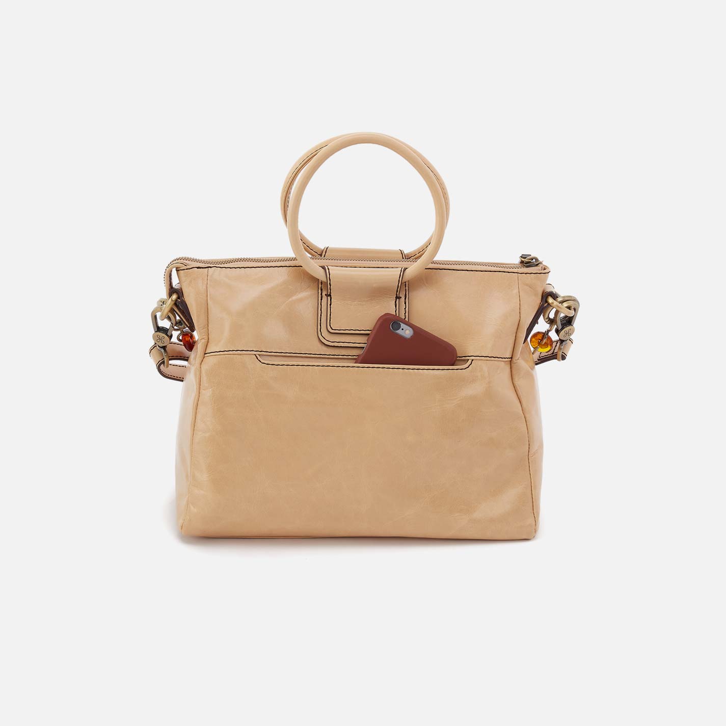 Sheila Medium Satchel in Polished Leather - Desert Sand - Image 4