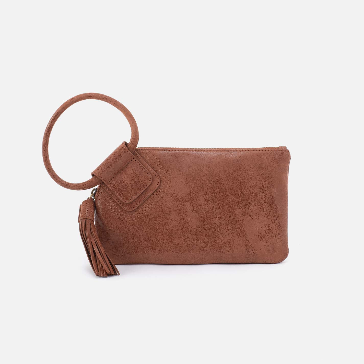 Sable Wristlet in Buffed Leather - Burnished Saddle