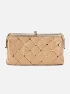 Lauren Clutch-Wallet In Pebbled Metallic Leather - Dusty Gold
