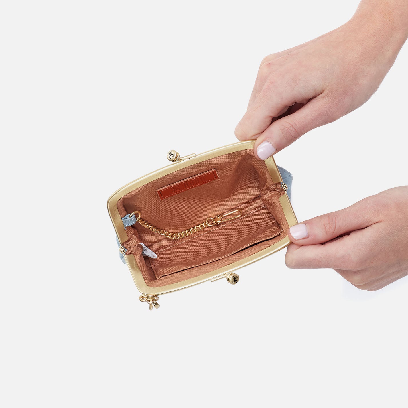 Cheer Frame Pouch In Buffed Leather - Sky - Image 2