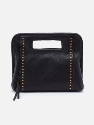 Ace Clutch in Pebbled Leather - Black