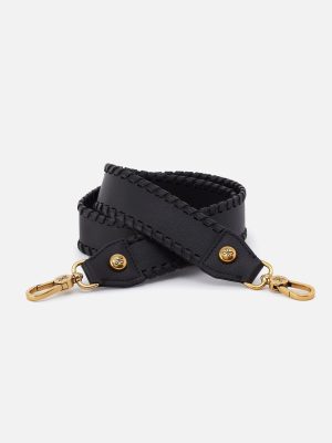 Whipstitch Guitar Strap in Pebbled Leather - Black