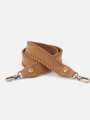 Whipstitch Guitar Strap in Buffed Leather - Whiskey